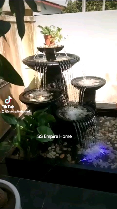 S9 Brown Feng Shui 4x4 Water Pond Fountain Garden Water Feature Balinese Sandstone 风水流水喷泉瀑布池招財 Fish Waterfall Home B