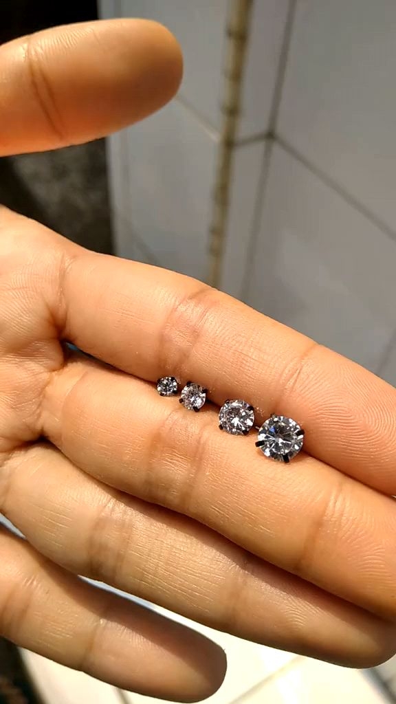 1 Pcs Anting Tindik Barbel Permata // Piercing Healix Tragus 3456 mm Stainless stell Silver Gold (Batang 1.2mm)