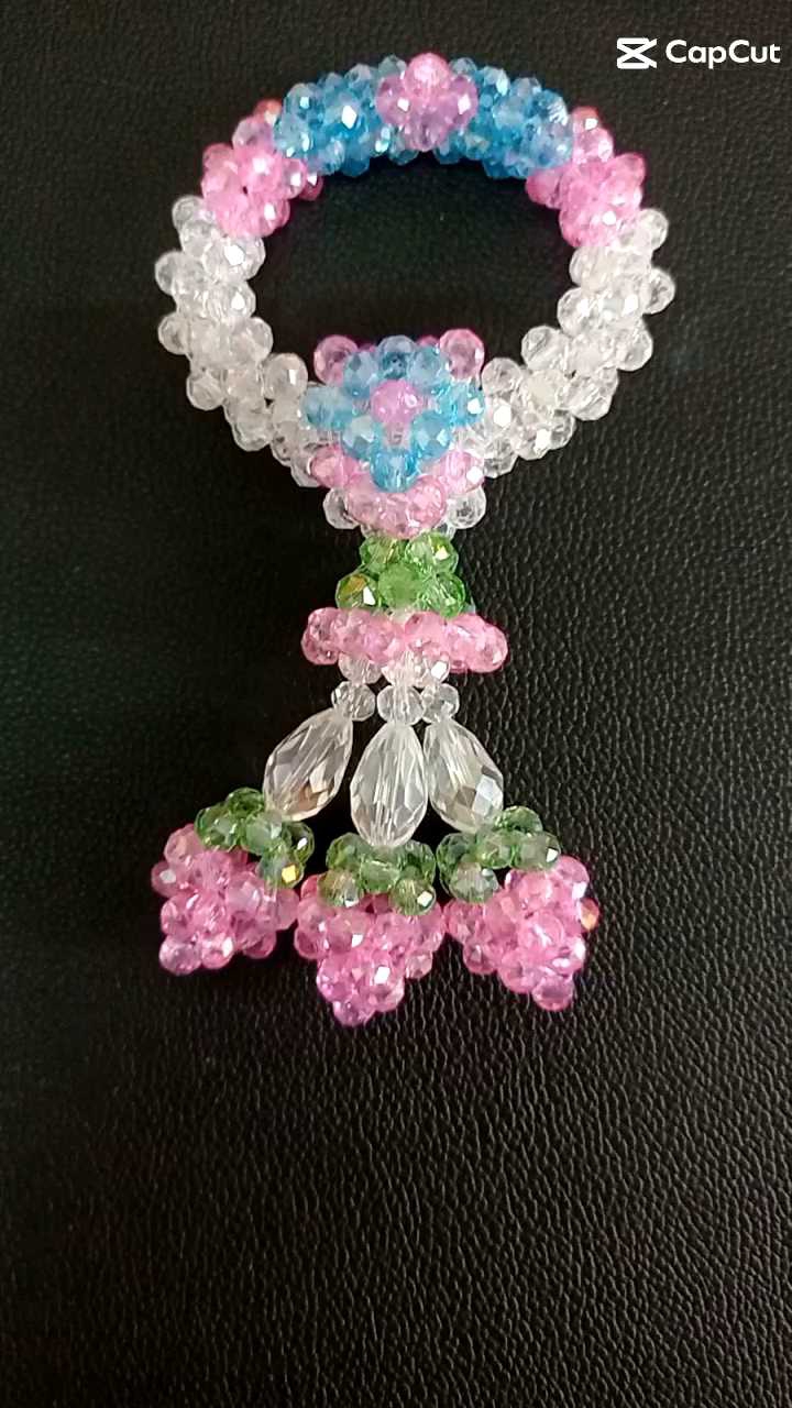 [มาลัยคริสตัลพวงเล็กสีขาวชมพูฟ้า
