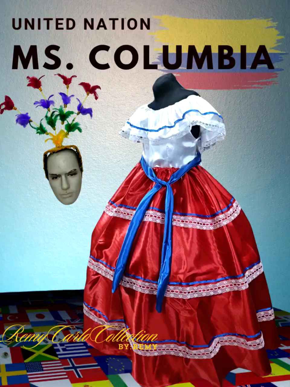 Colombia United Nations Costume for Kids Girls