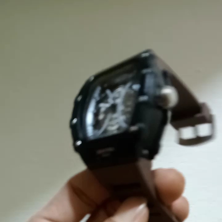 Jam Tangan Cowok Tali Karet Kotak Oval Tanggalan Aktif