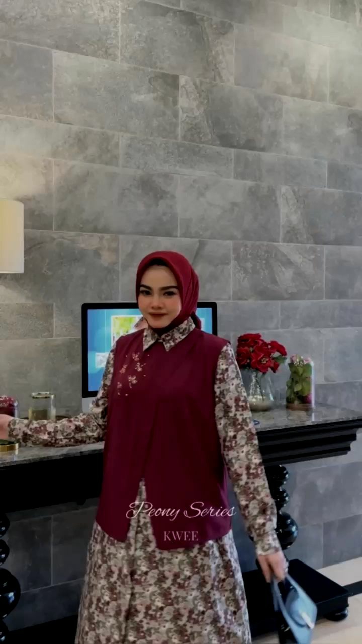 gamis motif simple peony series produk kwee series dress elegant