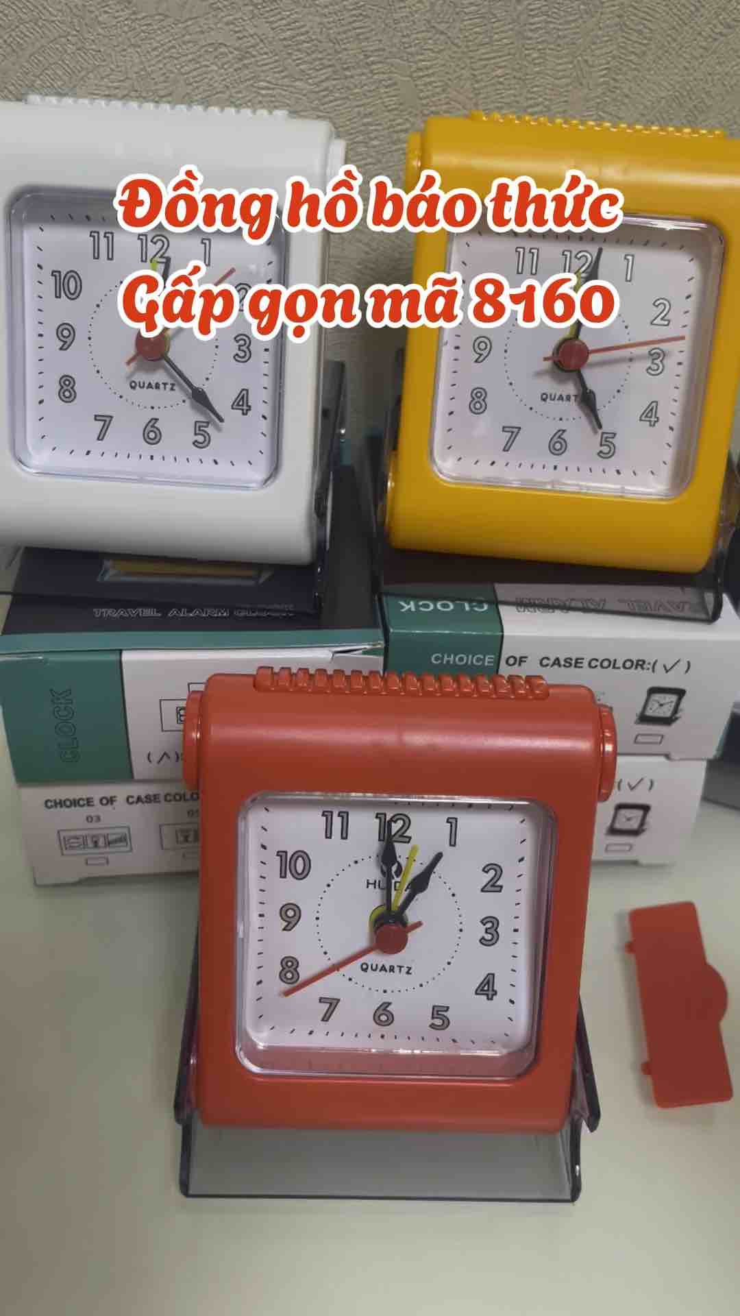 Đồng hồ báo thức để bàn(8160) có đèn led  chuông kêu tít tít phong cách cổ điển sang trọng gấp gọn dễ dàng