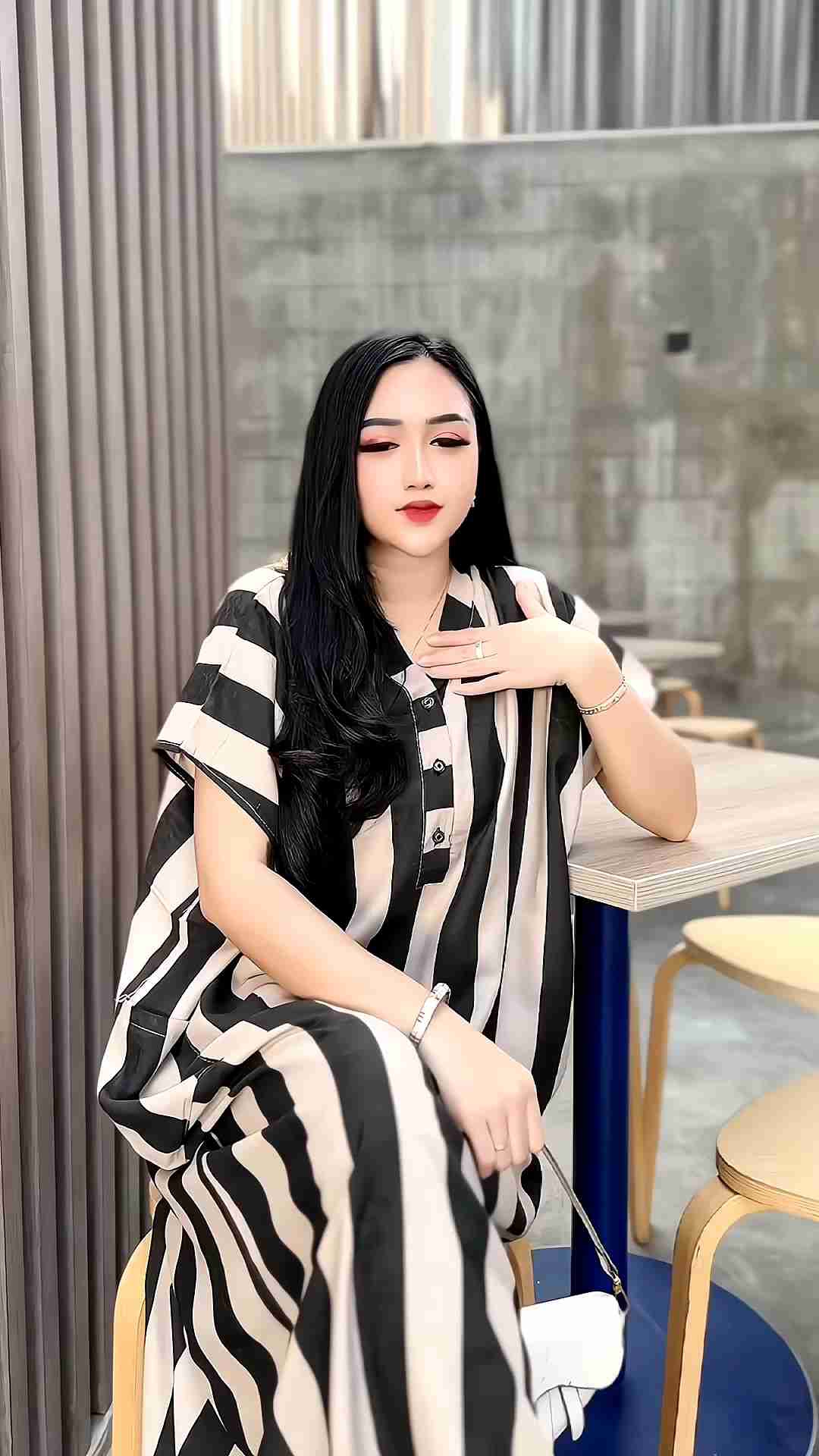 Daster lowo salur busui jumbo kancing terbaru motif salur LD 145 pb 115