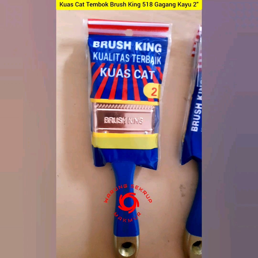Kuas Cat Tembok Gagang Kayu Brush King 2\\\" Inch / Kuas Cat Gagang Kayu 5CM