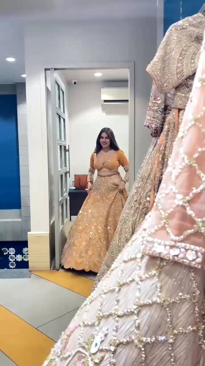 [PRE-ORDER] Semistitched Faux Georgette With Real Mirror Work Lengha ( Delivery 15 days )