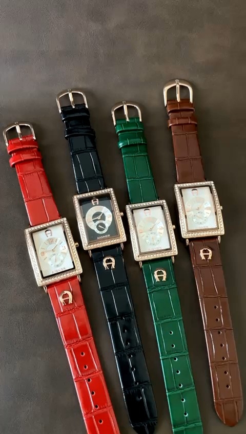 GROSIR PREMIUM...Jam Tangan Wanita New AIGNER SEGI CHRONO DETIK AKTIF Ring Mata Strap Kulit Premium
