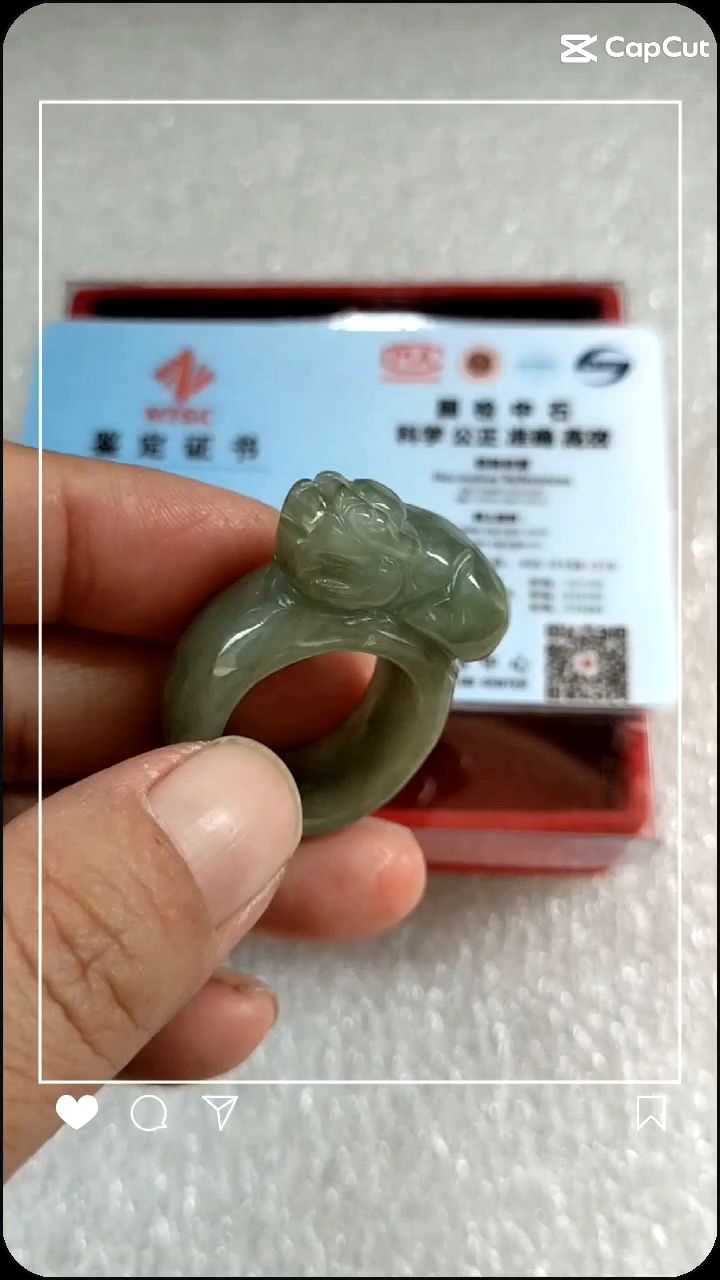 CINCIN GIOK ASLI BURMA FEICUI JADEITE JADE BURMA GR A - BATU GIOK HQ MODEL PIXIU