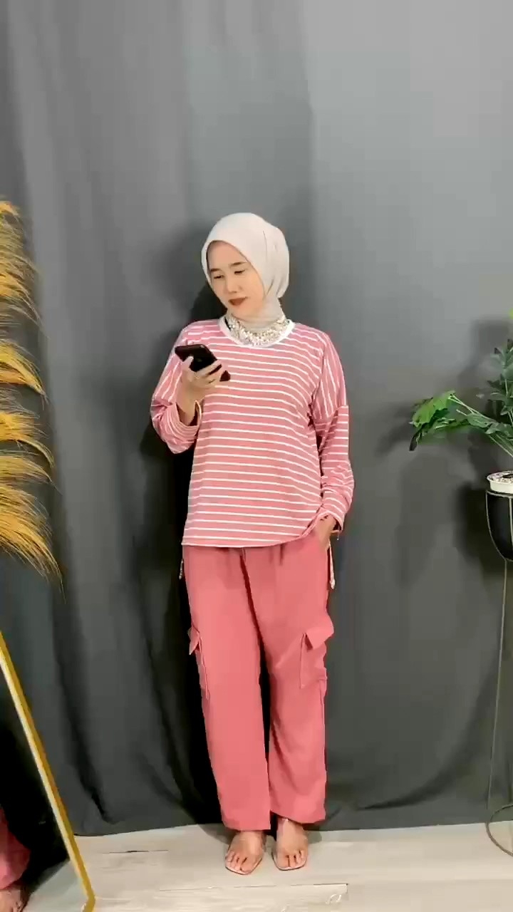 Setelan Selia Wanita Celana Cargo Jumbo & Ukuran M L XL XXL