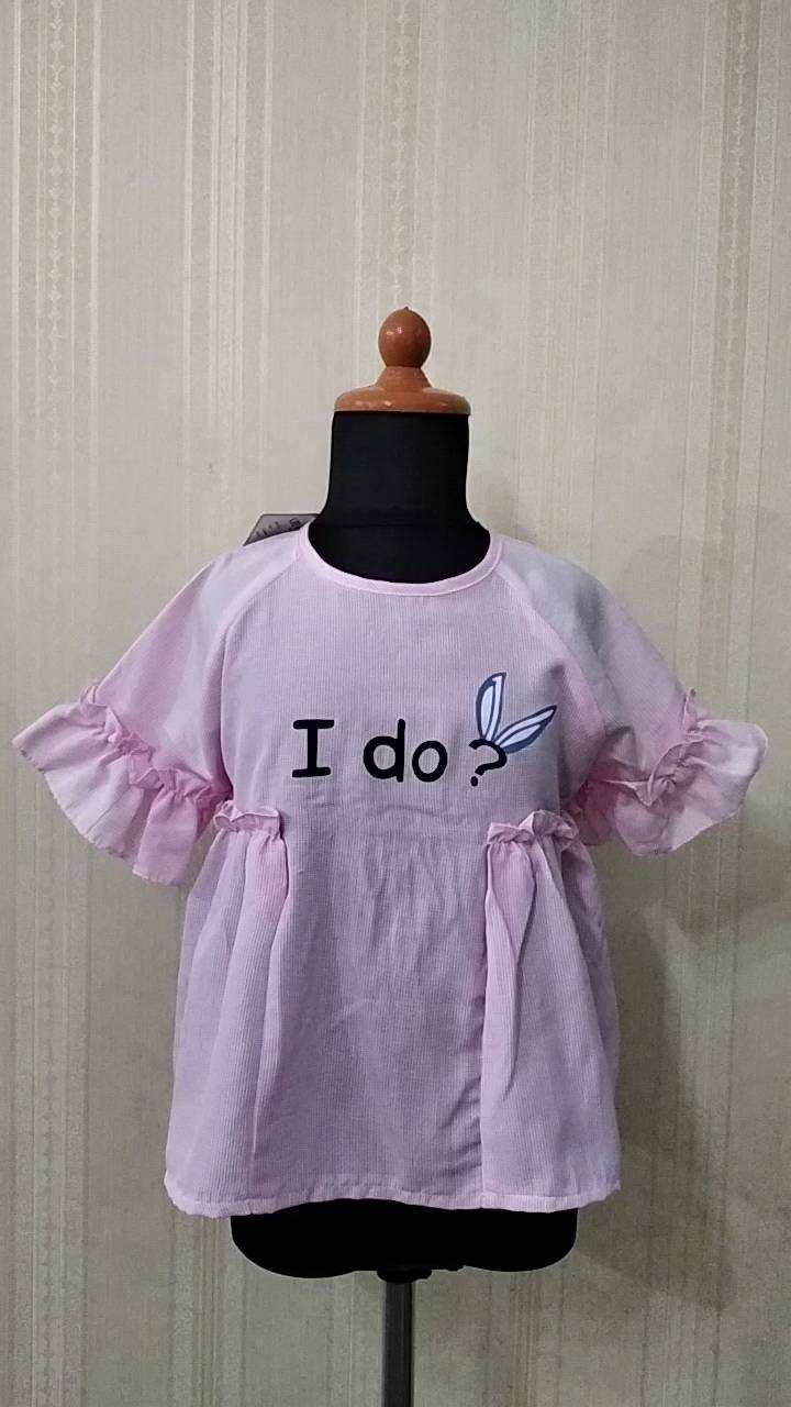 Baju anak perempuan lengan pendek (3-12thn) bahan katun motif salur
